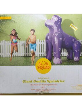 Inflatable Giant Gorilla Sprinkler 6 Ft 10 In Tall Attaches To Standard Garden H